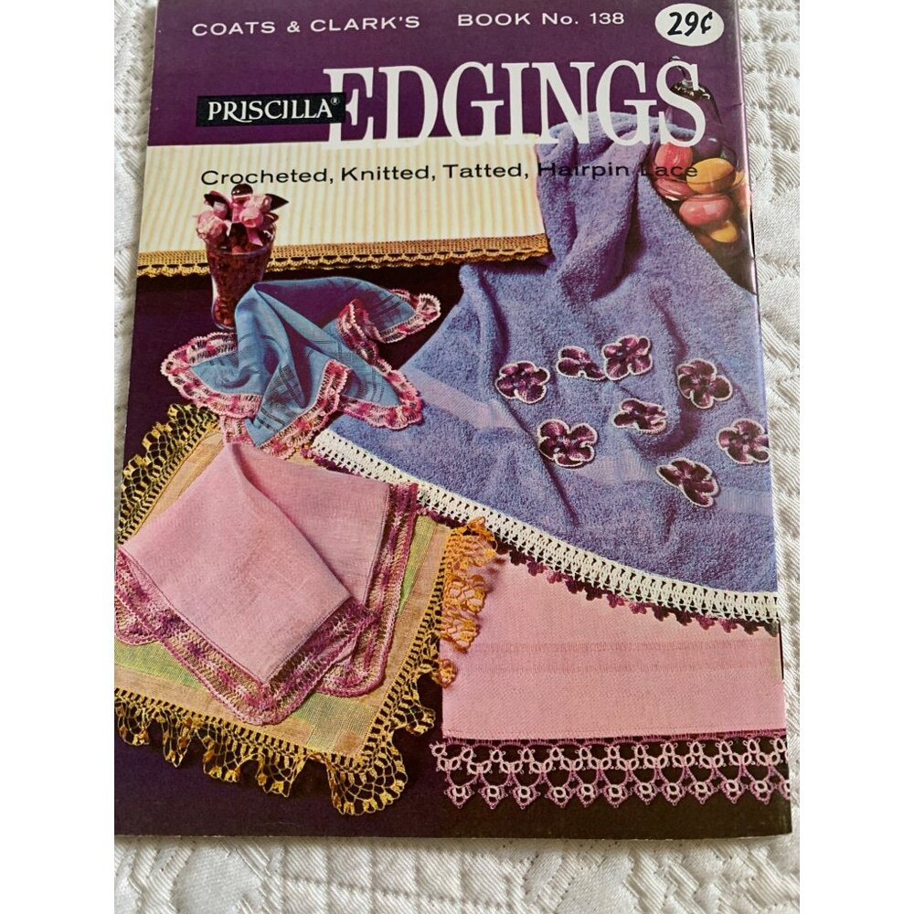 Coats & Clark's Priscilla Crochet & Knit Tatted Hairpin Edgings Design Book No 1 - Picture 8 of 11